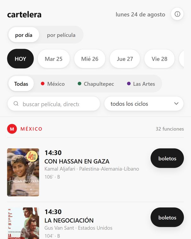 cartelera de la cineteca nacional